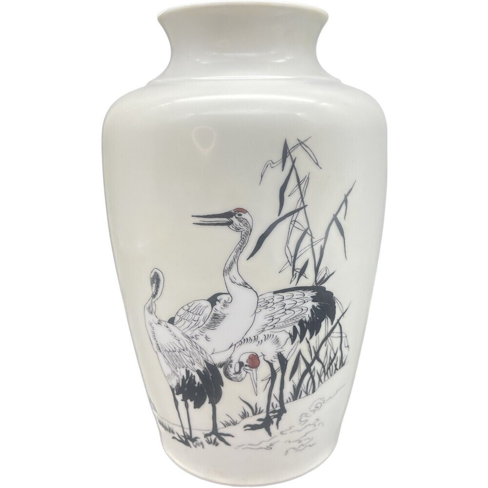 VTG Kaiser W. Germany Porcelain Black‎ & White DBL Sided BIRD 10.75” Vase RARE